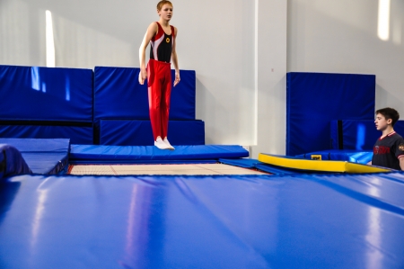 Competitions on the jumps on trampolineのeditorial素材