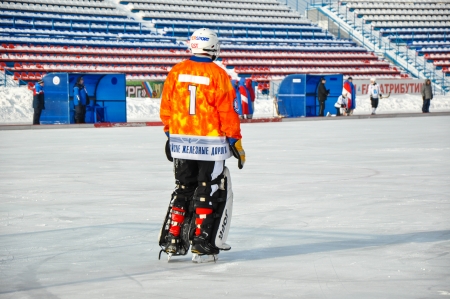 Russian Premier League match ball hockey:  Lokomotiv  Orenburg  Universal  Saratovのeditorial素材