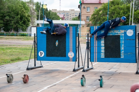 Competitions on fire-applied sport or fire-rescue sportのeditorial素材