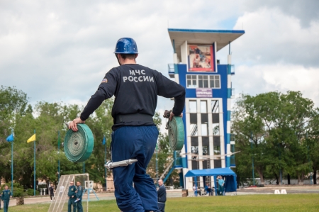 Competitions on fire-applied sport or fire-rescue sportのeditorial素材