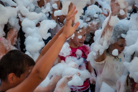 Cooling foam shower on the holiday of Ivan Kupalaのeditorial素材