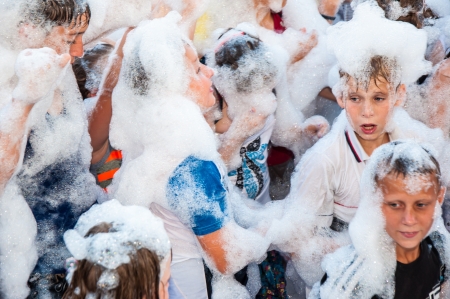 Cooling foam shower on the holiday of Ivan Kupalaのeditorial素材