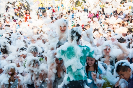 Cooling foam shower on the holiday of Ivan Kupalaのeditorial素材