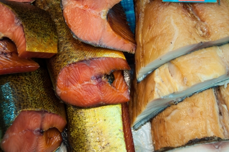 Fish assortment of smoked delicaciesの写真素材