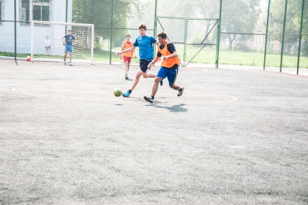 The city of Orenburg, Orenburg oblast, Russia, August 10, 2013.  The feast day of the athlete. Tournament on mini-football among school teams.のeditorial素材