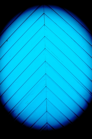 Angular blue strips of woodの写真素材