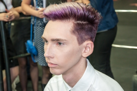 ORENBURG, ORENBURG region, RUSSIA, November 30, 2013 year. The young man participant contest male hairstylesのeditorial素材