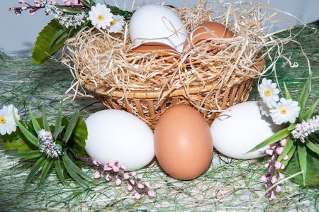 Fresh eggs for the feast of Easter, the radiant resurrection of Christ