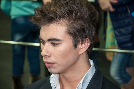 ORENBURG, ORENBURG region, RUSSIA, November 30, 2013 year. The young man participant contest male hairstylesのeditorial素材