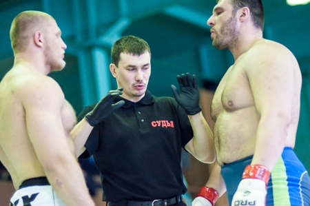 ORENBURG, ORENBURG region, RUSSIA, April 03, 2014 year.  Volga Federal District Championship in mixed martial arts. のeditorial素材