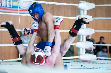  ORENBURG, ORENBURG region, RUSSIA, April 03, 2014 year.  Volga Federal District Championship in mixed martial arts. Guests of the tournament were a famous American boxer Roy Jones Jr., American fighter Jeff Monson and other representatives of the internaのeditorial素材
