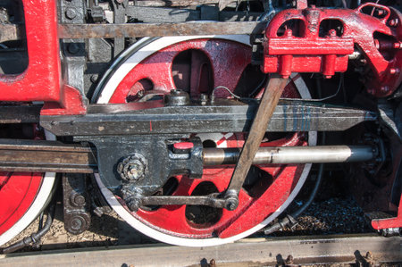 Details of vintage steam locomotive