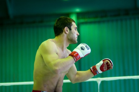  ORENBURG, ORENBURG region, RUSSIA, April 03, 2014 year.  Volga Federal District Championship in mixed martial arts. Guests of the tournament were a famous American boxer Roy Jones Jr., American fighter Jeff Monson and other representatives of the internaのeditorial素材