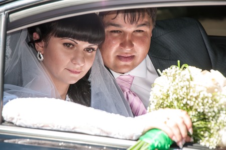 ORENBURG  ORENBURG region RUSSIA 24 may 2014 year. The bride and bridegroomのeditorial素材