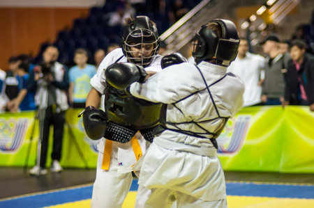 ORENBURG, ORENBURG region, RUSSIA, 11 may, 2014 year. Kobudo competition between boys. Kobudo east...