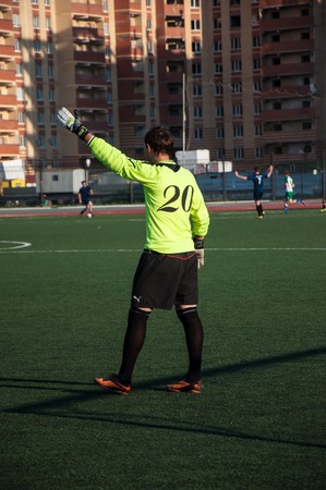 ORENBURG, ORENBURG region, RUSSIA, 3 July, 2014 year. Soccer game The goalkeeper number 20のeditorial素材