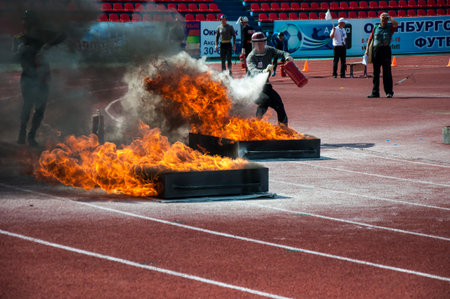 ORENBURG, ORENBURG region, RUSSIA, 7 August, 2014 year. 23 Championship The Ministry of emergency...