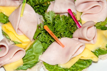 Snacks canape for stand-up meal backgroundsの写真素材