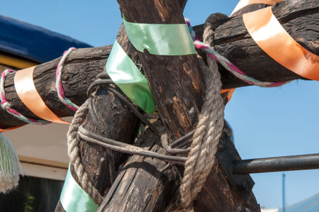 Swing set made in the tradition of ancient nomads in detail