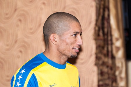 ORENBURG, ORENBURG region, RUSSIA, 17 October, 2014 year. Scythian gold-international professional tournament in MMA. Face to face the fighters mixed martial artsのeditorial素材