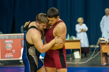 ORENBURG, ORENBURG region, RUSSIA, 30 October, 2014 year. All-Russia tournament wrestling for the prizes of the Governor of Orenburg oblast. Sports wrestlingのeditorial素材