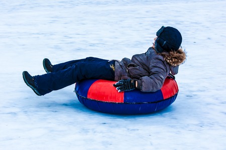 ORENBURG - 18 January: Baby winter sledding on the Ural River 
18 January 2015 year in ORENBURG, ORENBURG region, RUSSIAのeditorial素材