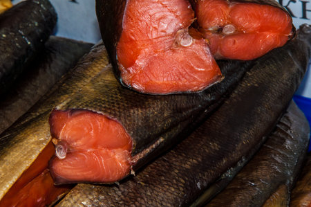 Red fish delicacy sold in the Bazaarの写真素材