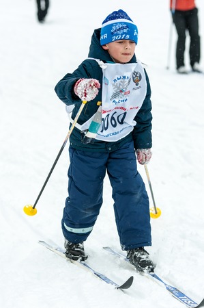 ORENBURG, ORENBURG region, RUSSIA - 8 February 2015: Participant Cross-country skiing All-Russian mass competitions \"Ski track of Russia-2015\",のeditorial素材