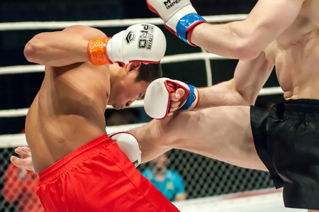 ORENBURG, ORENBURG region, RUSSIA - 21 February 2015: Fight in mixed martial arts fighters on the open cup of Orenburg region mixed martial art (MMA)のeditorial素材