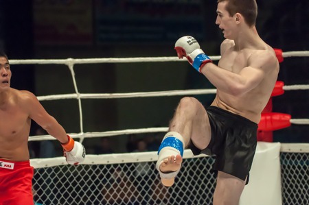 ORENBURG, ORENBURG region, RUSSIA - 21 February 2015: Fight in mixed martial arts fighters on the open cup of Orenburg region mixed martial art (MMA)のeditorial素材
