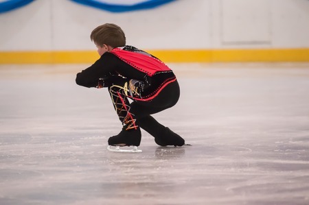 Orenburg, Southern Ural, Russia - 12.04.2015: Boy in figure skating at the tournament in memory of Chernomyrdin V. S.のeditorial素材