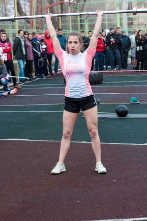 Orenburg, Russia - 25 April 2015: Girls participants competitions "Fitness Scale Crossfit"のeditorial素材