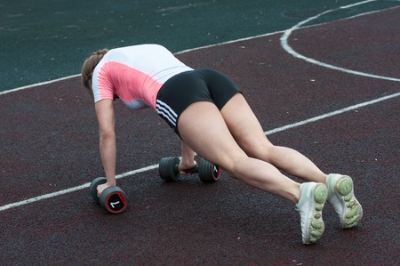 Orenburg, Russia - 25 April 2015: Girls participants competitions "Fitness Scale Crossfit"のeditorial素材