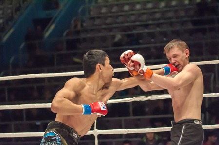 Orenburg, Russia - 21 February 2015: Fight in mixed martial arts fighters on the open cup of Orenburg region mixed martial art (MMA) or "Fights without rules".のeditorial素材