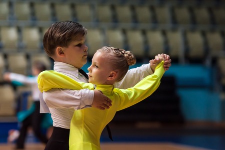 Orenburg, Russia - 24 May 2015: Dancing girl and boy on City Championship of dancesportのeditorial素材