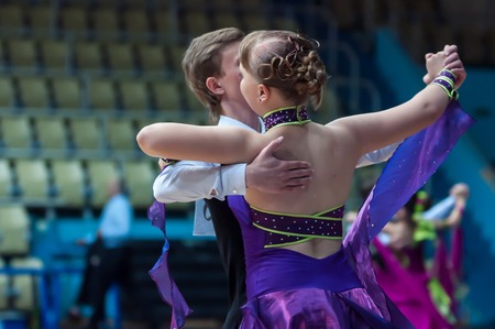 Orenburg, Russia - 24 May 2015: Dancing couple on City Championship of dancesport.のeditorial素材