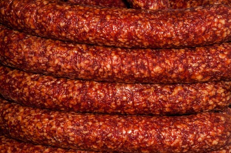 Smoked sausage is sold at the Bazaarの写真素材