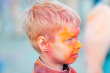 Orenburg, Russia - 13 June 2015: Young people at the Festival of paint holiのeditorial素材