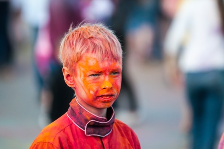 Orenburg, Russia - 13 June 2015: Young people at the Festival of paint holiのeditorial素材