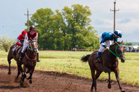 Orenburg, Russia - 7 June 2015: Racing on horseback