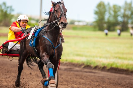 Orenburg, Russia - 7 June 2015: Racing on horsebackのeditorial素材