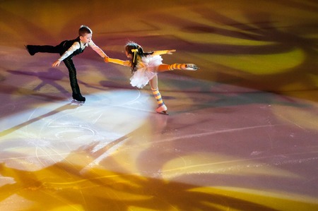 Orenburg, Russia - 26.03.2016: Children skater in competitions "Orenburg expanses"のeditorial素材