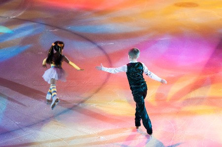 Orenburg, Russia - 26.03.2016: Children skater in competitions "Orenburg expanses"のeditorial素材