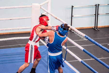 Orenburg, Russia - 28 April 2016: Boys boxers compete the tournament among Juniors the memory of...