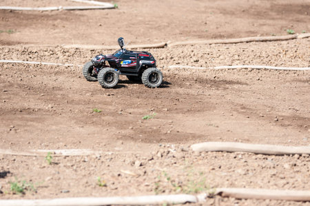 Orenburg, Russia - 20 August 2016: Amateurs car model sports compete on the off-road track in open...