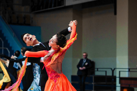 Orenburg, Russia - 24 May 2015: Girl and boy dancing on City Championship of in sports dancing