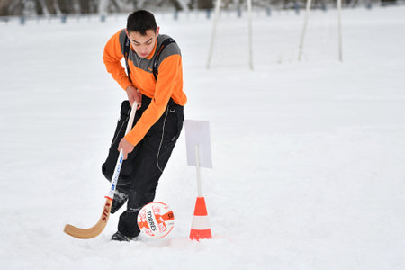 Orenburg, Russia-January 26, 2017 year: students play in the winter games, dedicated to Day students