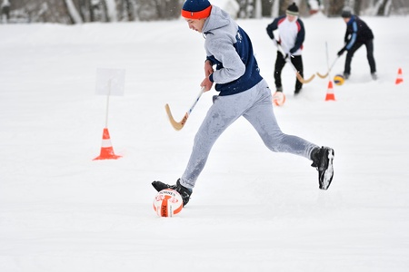 Orenburg, Russia-January 26, 2017 year: students play in the winter games, dedicated to Day studentsのeditorial素材