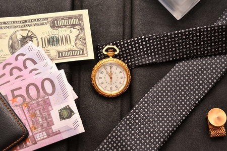 Accessories business men-folder for documents, money, watches, ties, Cufflinks, fountain penの写真素材