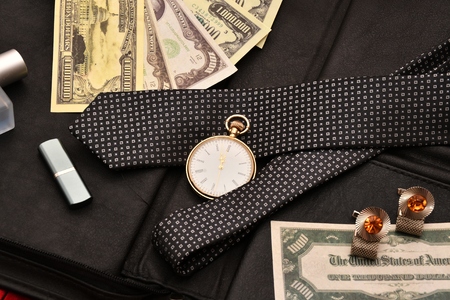 Accessories business men-folder for documents, money, watches, ties, Cufflinks, fountain penの写真素材